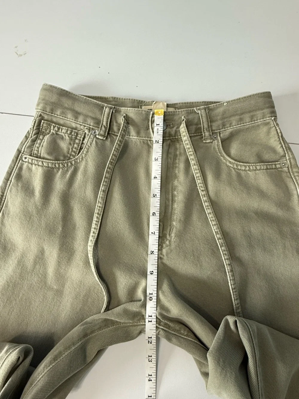 Madewell Super Wide Leg Jeans High Rise Drawstring Airy Size 24 In Sagebrush - Picture 14 of 16